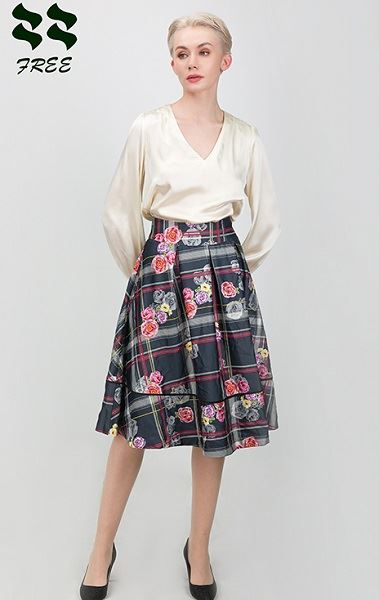 Floral Digital Print Midi Skirt Chinese Manufacturer